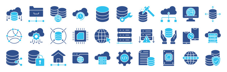 Web Hosting line editable icon set. web hosting, server, cloud computing, firewall, internet, FTP, database, SSL, and more. Editable stroke. Vector illustration