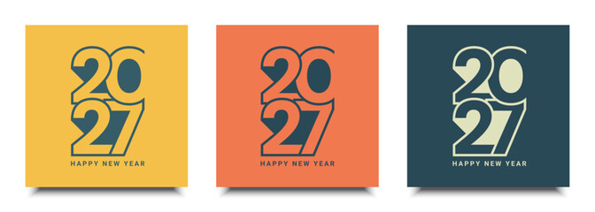 Set of 2027 Happy new year logo design.