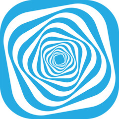 Blue and white swirling geometric optical illusion abstract pattern
