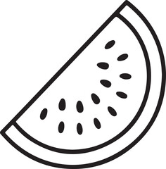 Simple hand drawn outline slice of watermelon with seeds