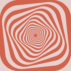 Abstract optical illusion, hypnotizing rounded squares tunnel