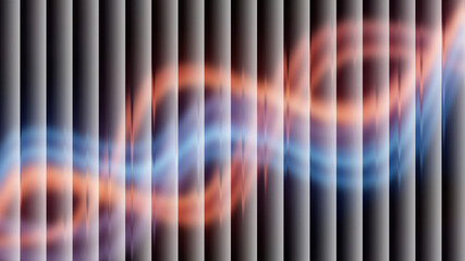 Abstract digital light pattern behind vertical blinds effect