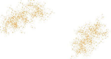 Golden particle dust scattered on white background, abstract shimmer