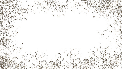 Abstract frame of tiny dark particles on clean white background