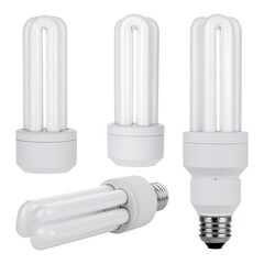 Four energy-efficient, white compact fluorescent light bulbs