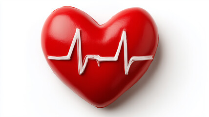 Heart with a cardiogram line expressing cardiovascular health, diagnosis, and preventive care for education, awareness campaigns, and clinical communication.