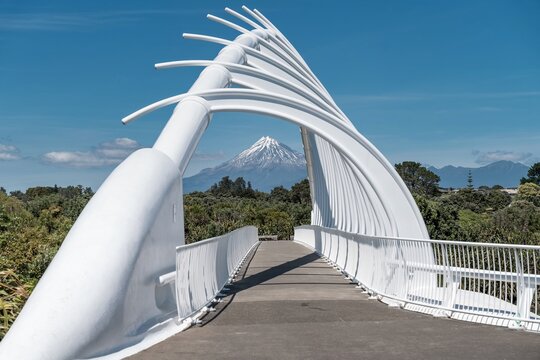 Te Rewa Rewa Bridge Framing Mount Taranaki, New Plymouth, New Zealand
