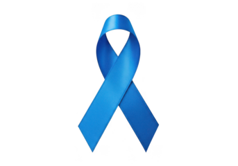 A bright blue awareness ribbon, isolated on transparent background, symbolizing support and hope for various causes