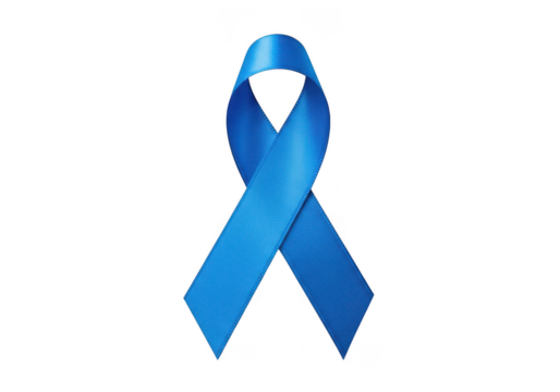 A bright blue awareness ribbon, isolated on transparent background, symbolizing support and hope for various causes