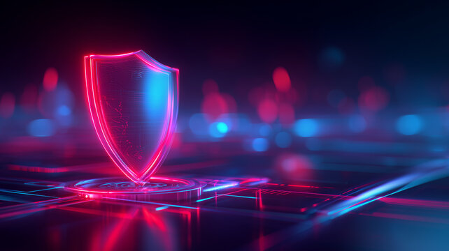 Futuristic shield above a circuit grid symbolizing network defense, threat prevention and resilient cybersecurity architecture for enterprise systems.
