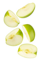 Falling Green Apple cutout, full depth of field.