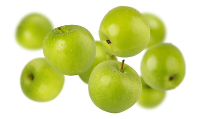 Falling Green Apple cutout, full depth of field.