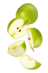 Falling Green Apple cutout, full depth of field.