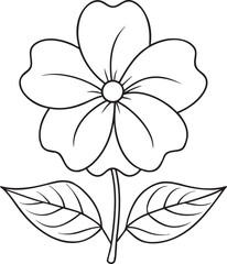 Delicate impatiens flower line art illustration for floral coloring books and decorative art pattern projects