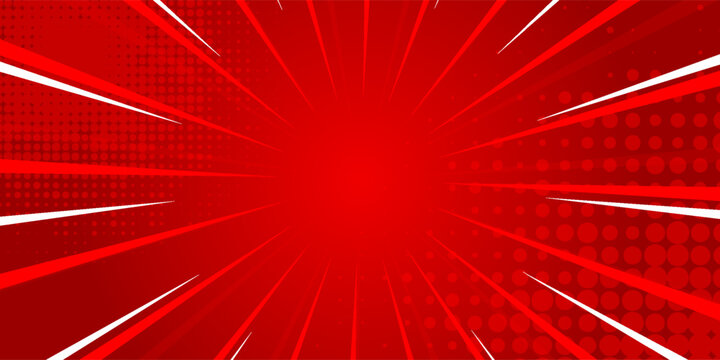 Vector halftone illustration. Pop art comic book cartoon magazine cover. comic red background. red background.