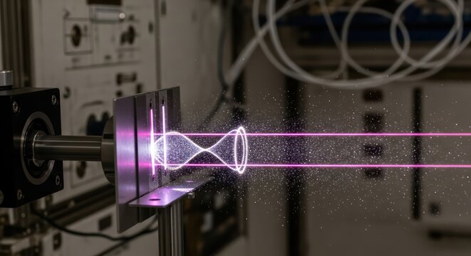 Intricate laser experiment showcasing scientific precision and technological advancement in a