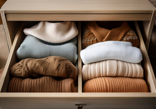 タンス、引き出しにニットのセーター