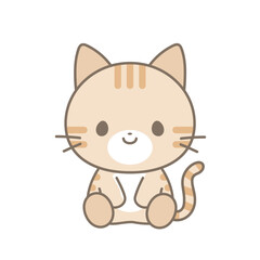 おすわりしている茶トラ猫のイラスト