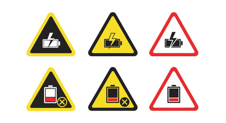 Warning signs indicate battery problems like low charge or overcharge