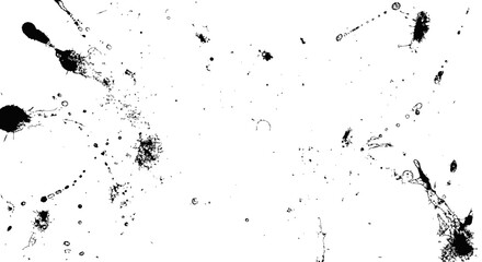 Abstract Black Ink Splatters and Drops Grunge Texture Vector Overlay Background