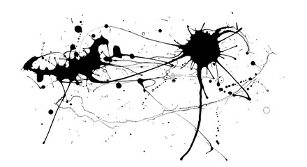 Black grunge ink splash vector texture abstract splatter elements on white background