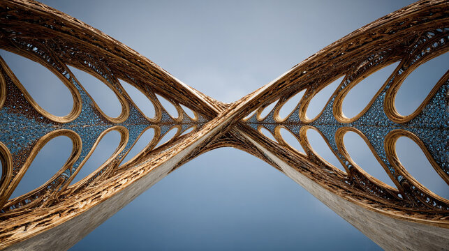 Human DNA strands seamlessly branching into architectural structures symbolizing the fusion of biology and design evolution of life inspiring innovation and the blueprint of human creativity in space