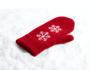 Cozy Red Mittens Adorned with Snowflakes Winter Warmth and Festive Cheer