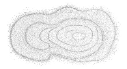 Abstract stipple noise texture with concentric wave lines design element gray dots on white background