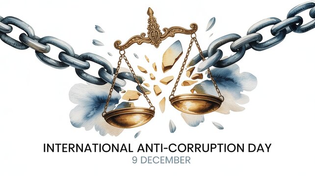 Anti-Corruption Day Breaking Chain and Liberated Scales