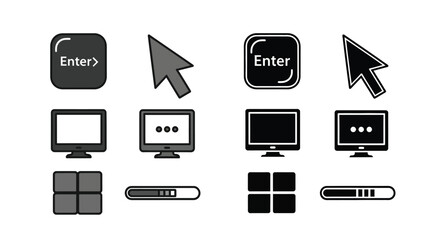 Modern computer icons for user interface design and web development kit