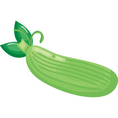 A Pixelated Light Green Zucchini With Two Green Leaves And A Stem On A Transparent Background In A Simple Flat Design Style