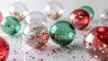 Shiny holiday ornaments with glitter for festive decoration