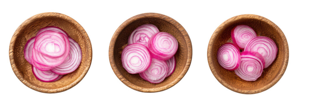 Sliced red onions in wooden bowls (1)