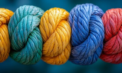 colorful rope knot pattern representing unity, safety, and strong connections. The ropes thread and texture symbolize the diversity and collaboration required for growth and success, Generative AI
