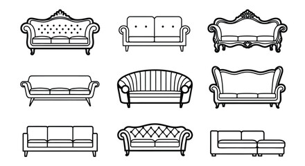 Diverse collection of sofa designs showcasing interior design trends