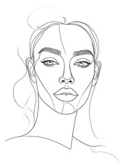 Line drawing of a woman's face, features defined by delicate lines