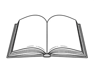Line drawing of an open book, blank pages facing upwards
