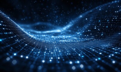 Abstract cloud in cyberspace with a grid structure representing connectivity. The digital matrix symbolizes global internet communication and data sharing, integral to the digital, Generative AI