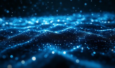 Abstract cloud in cyberspace with a grid structure representing connectivity. The digital matrix symbolizes global internet communication and data sharing, integral to the digital, Generative AI