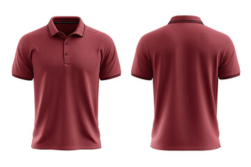 Burgundy polo shirt, front and back views