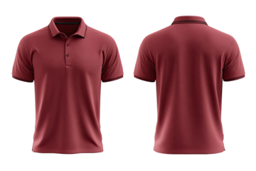 Burgundy polo shirt, front and back views