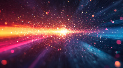 Dynamic light particles colliding in an energetic display, symbolizing motion, power, energy, creation, and the invisible forces shaping the universe in abstract form.
