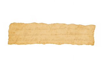 Old torn paper scroll with faded handwritten text, presenting vintage document texture for historical themes