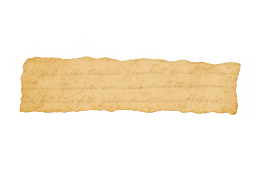 Old torn paper scroll with faded handwritten text, presenting vintage document texture for historical themes