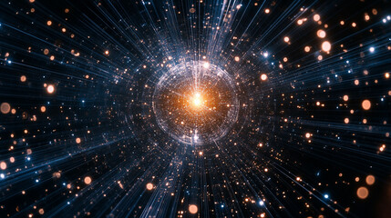 Fototapeta premium Light pulse traveling through a transparent data sphere with glowing circuits digital streams futuristic technology concept abstract visualization of information flow and connectivity