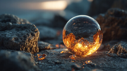 Light pulse traveling through a transparent data sphere with glowing circuits digital streams futuristic technology concept abstract visualization of information flow and connectivity