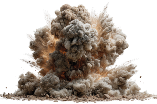 Explosive burst of dust and smoke