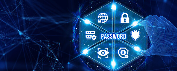 Password to access personal user data, cybersecurity concept. 3d illustration