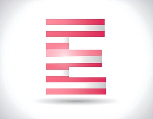 Modern abstract representation of the letter "E" composed of layered horizontal stripes with a gradient effect, set against a white backdrop
