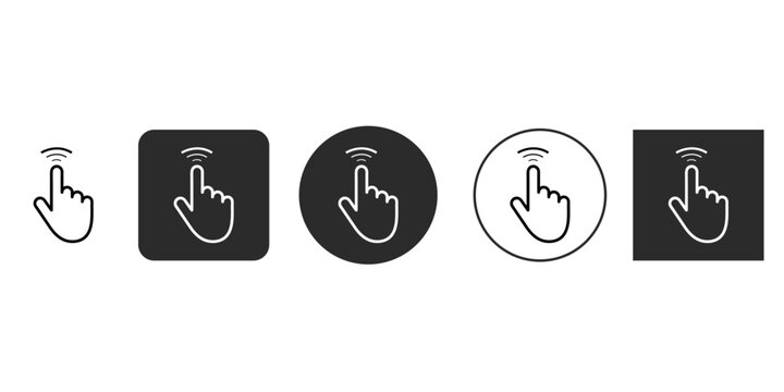 Black line touch gesture icon click smartphone, mobile phone screen hand touch, touch pad sign